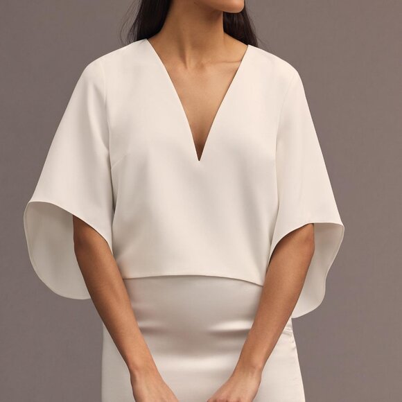 XL Mare Mare for Anthropologie White Veronica Cape Blouse - Picture 4 of 4